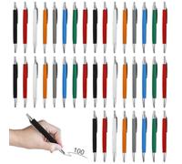 GBKDQQ 100 penne a sfera ergonomiche, a pressione, antiscivolo, per ufficio e casa, inchiostro nero, alloggiamento colorato, colore casuale