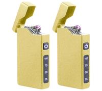 GBKDQQ 2 accendini elettrici ad arco elettrico, ricaricabili USB, accendino portatile con indicatore della batteria, regalo per uomini e donne con confezione regalo (oro)