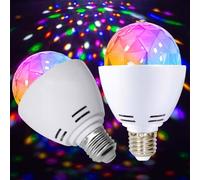 GBKDQQ 2 luci a LED per feste, E27, 3 W, RGB, luce da discoteca, rotazione a 360°, lampada da discoteca, lampada LED per attacco E27, lampadina decorativa per feste di matrimonio, festa di compleanno,
