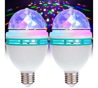 GBKDQQ 2 luci LED per feste E27 3W RGB LED palla discoteca rotante 360° lampadina LED discoteca decorazione matrimonio festa compleanno Natale
