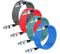 GBKDQQ 4 cavi XLR da 3 m, cavo microfono simmetrico, cavo di collegamento per microfono DMX, cavo di collegamento a 3 poli, adattatore maschio a femmina, cavo per registrazioni in studio e produzione