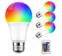 GBKDQQ 4 lampadine LED RGB da 5 W (ricambio 40 W), dimmerabili con telecomando, attacco a vite E27, lampadine a LED con 16 colori, per illuminazione quotidiana e illuminazione d'atmosfera