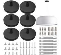 GBKDQQ 6 lampade a baldacchino, in metallo, colore nero, 80 mm, con ciondolo a baldacchino, kit per lampadari, attacco in metallo, scatola di giunzione per baldacchino