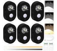 GBKDQQ 6 pezzi rilevatore di movimento LED Spot interno, luci da incasso ricaricabili con telecomando, dimmerabili, luce notturna senza fili, per cucina, armadio, scale, corridoio, colore nero