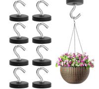 GBKDQQ 8 ganci magnetici di colore nero, 22 mm di spessore con gancio, senza punzonatura, gancio magnetico gommato, extra forte da 3,5 kg, supporto magnetico per porte in ferro, frigoriferi, cucine