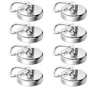 GBKDQQ 8 ganci magnetici extra forti da 32 mm con occhiello, moschettone magnetico da 42 kg, forza di trazione, magneti al neodimio, rotazione a 360°, ganci magnetici, magneti forti per cucina, bagno