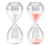 GBKDQQ Clessidra 30 minuti, 2 pezzi di grande sabbiera, clessidra in vetro e sabbia fine, Hourglass Sand Time, ideale per casa, scrivania e ufficio, rosa e bianco, 20 x 8 cm