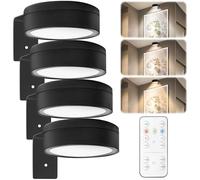 GBKDQQ Confezione da 4 luci per quadri, batteria con telecomando, lampada per quadri, lampada da pittura, ricaricabile con 3 temperature di colore, dimmerabile, indicatore artistico, luce di accento