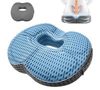 GBKDQQ Cuscino ortopedico, anti-decubito, per sedia da ufficio, ergonomico, sollievo dal coccige, emorroidi, fianchi, cuscino per il coccige, per divano, ufficio, auto, sedia a rotelle (blu+grigio)