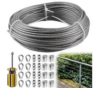 GBKDQQ Fune metallica da 3 mm, 20 m, corda in acciaio inox PVC, cavo rivestito in acciaio inox 304, corda in acciaio inox con manicotti in alluminio, fune in acciaio con occhielli, per corde da