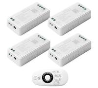GBKDQQ Kit telecomando Milight Miboxer: 4 x 2,4 GHz, dimmer a tinta unita LED con 1 telecomando wireless RF a 4 zone, uscita DC12 V/24 V, max. 12 A (4 x FUT036S + FUT007)