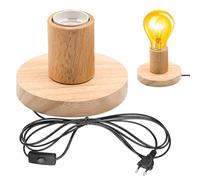 GBKDQQ Lampada da scrivania portalampada E27 con interruttore cavo, lampada da tavolo E27 in legno e plastica, base in legno EU-Plug E27, perfetta per camera da letto, soggiorno, ufficio (senza
