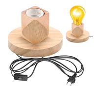 GBKDQQ Lampada da scrivania portalampada E27 con interruttore cavo, lampada da tavolo E27 in legno e plastica, base in legno EU-Plug E27, perfetta per camera da letto, soggiorno, ufficio (senza