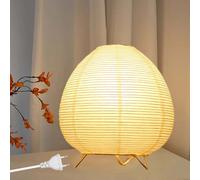 GBKDQQ Lampada da tavolo in carta di riso, colore bianco, lampada da comodino, paralume con attacco E14, interruttore e lampadina, paralume di ricambio 1,8 m cavo