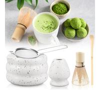 GBKDQQ Matcha Set Premium Matcha per la tradizionale cerimonia del tè giapponese con ciotola per matcha, scopa in bambù (chasen), cucchiaio e colino, accessori di alta qualità per la preparazione del