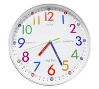 GBKDQQ Orologio da parete per bambini, senza ticchettio, 30 cm, orologio da parete per bambini, silenzioso, con numeri colorati, per ragazze e ragazzi