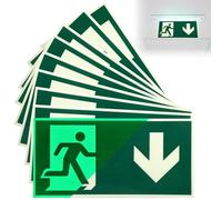 GBKDQQ Pannello di Uscita di Emergenza Autoadesivo Luminescente 10 Pezzi: 10 Cartelli di Sicurezza in Fosforescenza Verde-Gialla, per Interni e Esterni (30x15cm)
