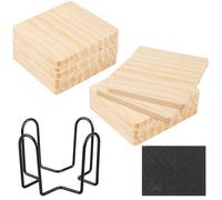 GBKDQQ Set di 12 Sottobicchieri in Legno, 10 cm, Quadrati, Antiscivolo, Ecologici