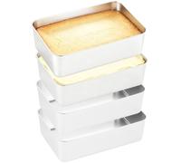 GBKDQQ Stampo in acciaio inox grande: 4 pezzi da 33 x 15 x 6,5 cm in acciaio inox, impilabile, rettangolare, per pane, pane, torte, pane