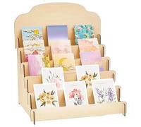 GBKDQQ Supporto per carte di credito, in legno, con supporto per display a 4 ripiani, supporto per cartoline, supporto per biglietti di auguri, supporto per biglietti da visita autoinstallante