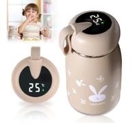 GBKDQQ Thermos da 320 ml, per bambini, in viaggio, sottovuoto, in acciaio inox, con indicatore di temperatura a LED, ideale per calore e freddo, colore caffè