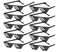 Thug Life - Occhiali da sole da 10 pezzi: occhiali da sole pixel, a mosaico, 8 bit, lenti a mosaico, lenti MLG per feste, feste, feste, bar, feste di compleanno