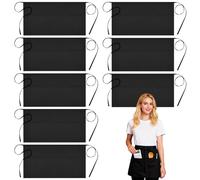GBKDQQ Vorbinder - Grembiule da cameriere con 3 tasche, nero, da uomo, da bistrò, per ristorante, bar, cucina, caffetteria, 8 pezzi