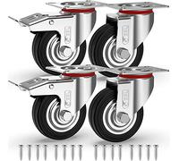 GBL Ruote per Mobili con 2 Freni + Viti - 75mm Portata Max 200kg - 4 Rotelle