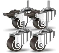 GBL Ruote per Mobili con 2 Freni + Viti - 25mm Portata Max 40kg - 4 Rotelle Antigraffio con Freno - Rotelle Pivotanti per Carrello con Perno Industriali - Nero