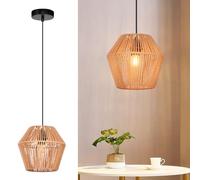 GBLY Lampada a Sospensione Vintage Rattan Lampada a Sospensione: Pranzo Boho 150 cm E27 Lampada da Tavolo da Pranzo Rustica Max.40W Lampada a Cesto per Soggiorno Camera da Letto Cucina senza Lampadina