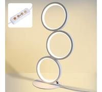 GBLY Lampada da tavolo a LED Touch Dimmar Lampada da comodino moderna Lampada da scrivania ad anello 12W Lampada da notte bianca calda 3000K con spina per ufficio studio camera da letto, 38cm