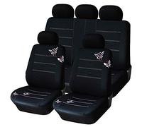 GBMITING Coprisedile per Auto Universale Farfalla ricamata Seggiolino Auto copertura universale Fit maggior parte dei veicoli Sedili Accessori Interni Nero Coprisedili(Full Seat Covers)