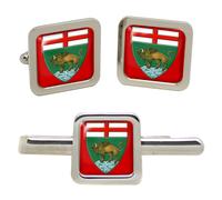 GBP Gemelli Quadrati Manitoba Canada Con Clip Cravatta Set
