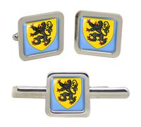 GBP Gemelli Quadrati Nord-Pas-de-Calais (France) Set Gemelli E Clip Per Cravatta