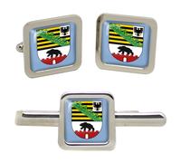 GBP Gemelli Quadrati Sassonia-Anhalt (Germania) Set Gemelli E Fermacravatta
