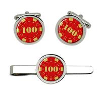 GBP Set Gemelli Per Cravatta E Fermo Cravatta Poker Da $100