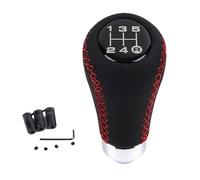 GBSONGJIN Pomello Cambio,Manopola Cambio Pomello del cambio universale Uso adatto per auto, 5/6 velocità, in pelle PU nera, M8, con 3 tubi flessibili, manuale(Red line 5 speed)