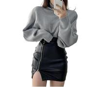 GBSONGLIANGBO Gonna Pelle,Gonna in Pelle Donna Mini Gonna Sexy Nera Gonna Sexy a Vita Alta con Gonna a Tubino for Donna Gonne Corte con Cerniera Divisa in Ecopelle Pu(Black A,S)