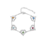 GBTROEY Bracciale personalizzato con cuore per donna con pietre natali, bracciali con nome inciso personalizzato Gioielli per mamma, moglie, nonna