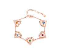 GBTROEY Bracciale personalizzato con cuore per donna con pietre natali, bracciali con nome inciso personalizzato Gioielli per mamma, moglie, nonna