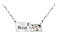 GBTROEY Collana a Busta Personalizzata per Le Donne, Collana Con Ciondolo Personalizzato Con Foto E Testo Inciso, Gioielli per La Festa Della Mamma, Compleanno E Regalo per La Mamma