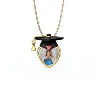 GBTROEY Collana con foto personalizzata e ciondolo con pietra di parto con incisione del nome e del testo Regalo di laurea per le donne