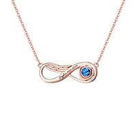 GBTROEY Collana Infinity Love con nome personalizzato - Ciondolo ad ala con pietra di nascita personalizzata Regalo di gioielli per lei, compleanno, anniversario