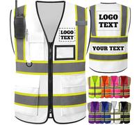 GBVllexuii Gilet di sicurezza personalizzato, riflettente ad alta visibilità, gilet di sicurezza personalizzato con logo stampato, gilet da lavoro bicolore, per uomo e donna