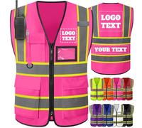 GBVllexuii Gilet di sicurezza personalizzato, riflettente ad alta visibilità, gilet di sicurezza personalizzato con logo stampato, gilet da lavoro bicolore, per uomo e donna