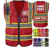 GBVllexuii Gilet di sicurezza personalizzato, riflettente ad alta visibilità, gilet di sicurezza personalizzato con logo stampato, gilet da lavoro bicolore, per uomo e donna