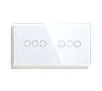 GBYUHAIJUN Interruttore Smart,Interruttore Touch 6 Gang di Lusso Parete a Muro Sensore sensore per la casa 157mm Interruttore Luminoso Bianco Nero Golden Crystal Class Panel Switch 3 Colors(White)