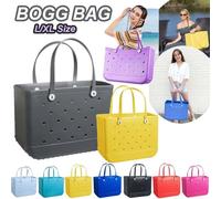 GBZIJIE Borsa Mare Donna Antisabbia Mini borsa da spiaggia in gomma for bambini, taglia XL, LM, EVA, impermeabile, estiva, la spesa donna(Blue,L)