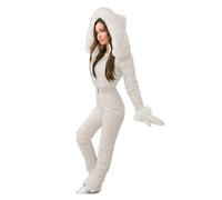 GBZIJIE Giacca da Sci Pantaloni Set Warm I con Cappuccio da Donna Inverno Tute Parka Cotone Imbottito Caldo Fianco teatro Sci Dritto Cerniera Zipper Un Pezzo(B,XXL)