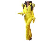 GBZIJIE Giacca da Sci Pantaloni Set Warm I con Cappuccio da Donna Inverno Tute Parka Cotone Imbottito Caldo Fianco teatro Sci Dritto Cerniera Zipper Un Pezzo(E,L)